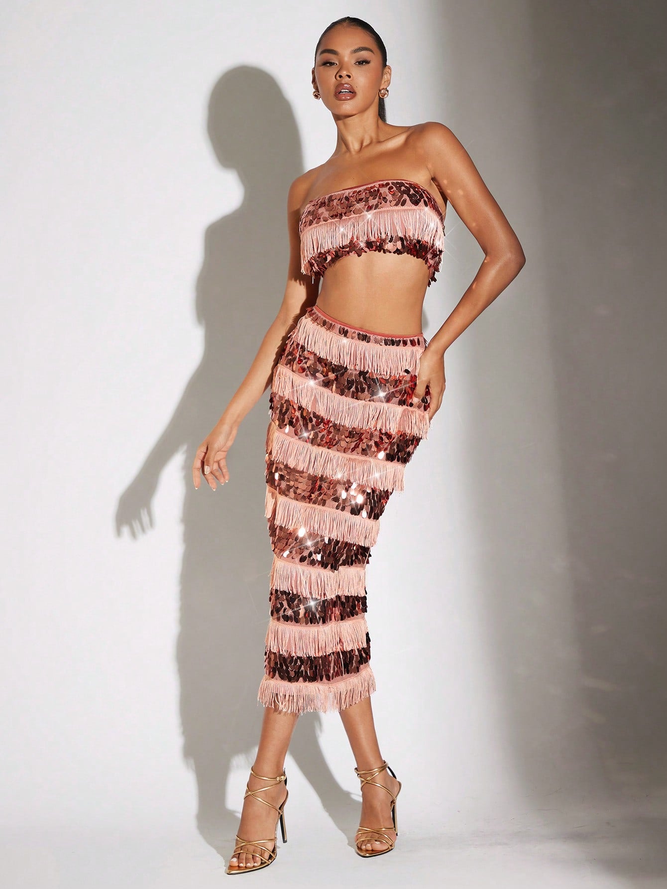 Ensemble jupe et haut à paillettes