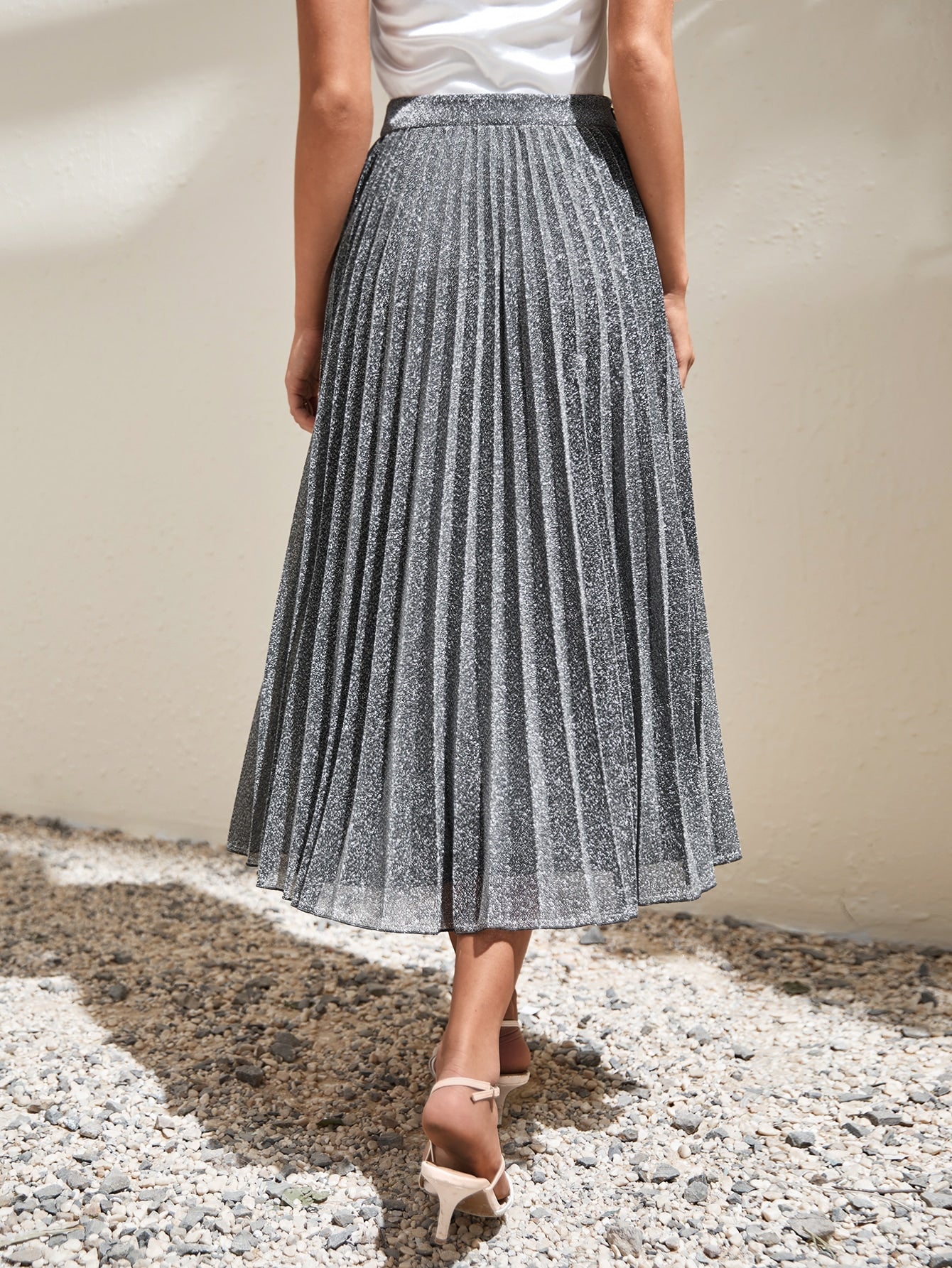 Jupe plissée paillette vue de dos