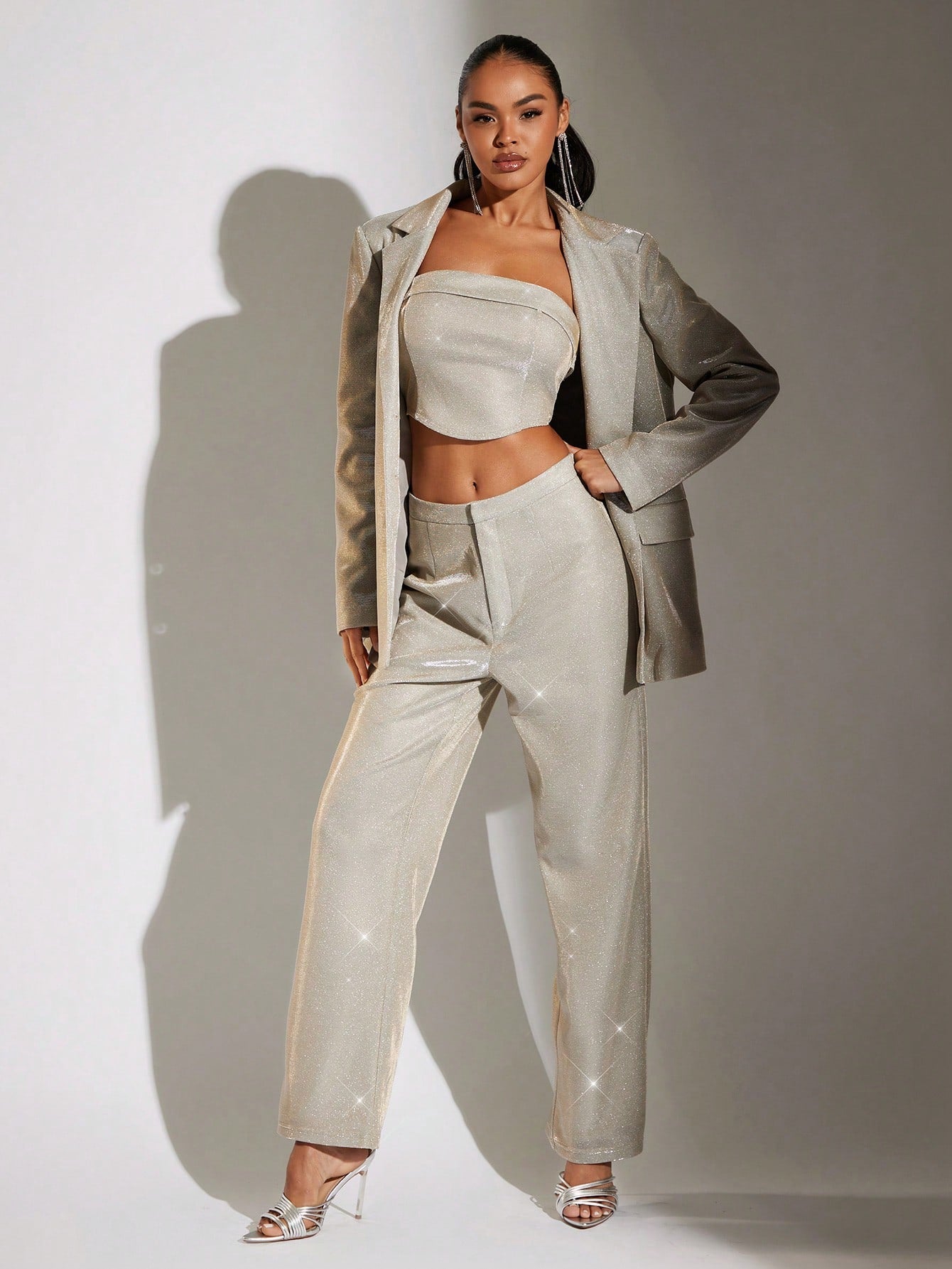 Ensemble costume paillettes pour femme
