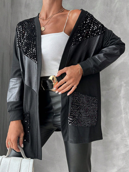 Manteau noir paillettes Sequiness