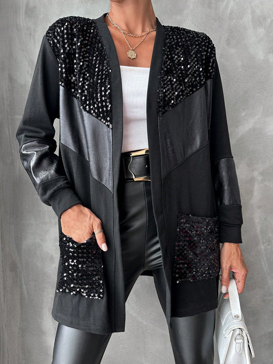 Manteau noir paillettes