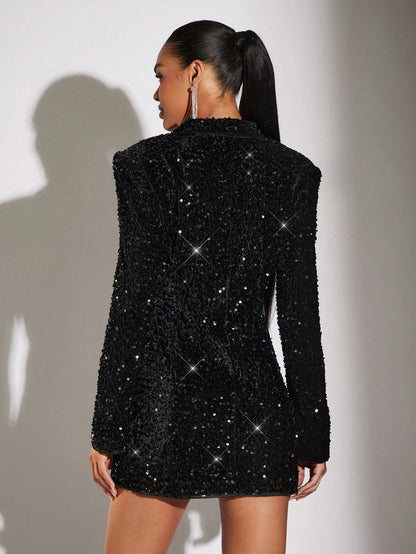 Robe blazer noir paillette vue de dos