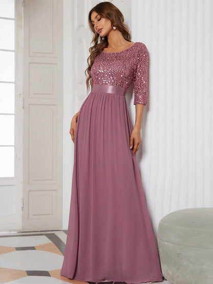 Robe demoiselle d'honneur rose paillette Sequiness