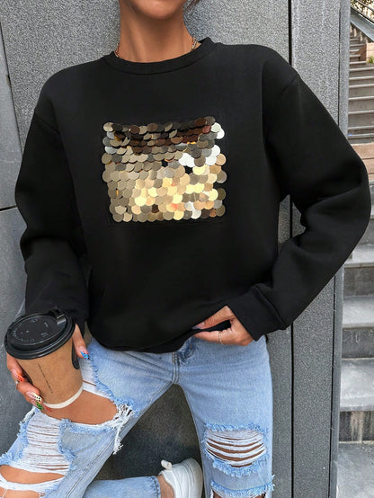 Sweat pailleté noir pour femme